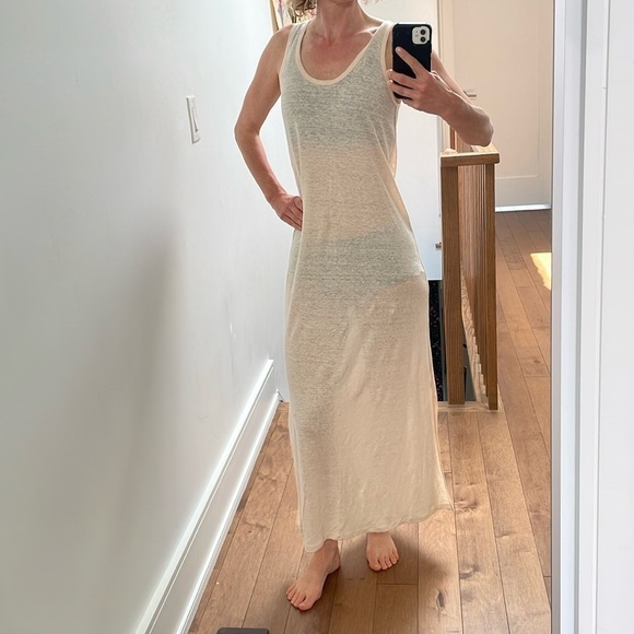 NWT Notshy the hottest cashmere linen maxi dress beach cover, peach cream XS - Picture 1 of 12
